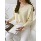V-neck Drop-shoulder Colored T-shirt