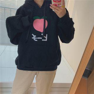 Peach Embroidered Fleece Hoodie