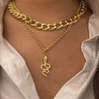 Snake Pendant Layered Choker Necklace