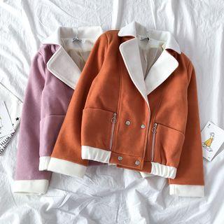 Double-breasted Zip Detail Cropped Jacket