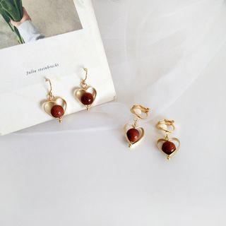 Resin Bead Alloy Heart Dangle Earring