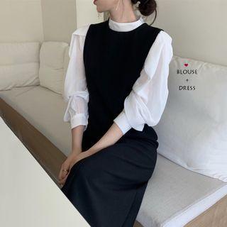 Plain Sleeveless Midi Dress / Blouse