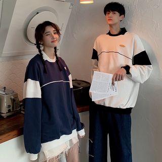 Couple Matching Collared Contrast Trim Pullover