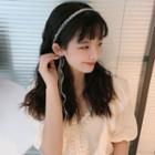 Bead Hair Band Bow Headband - White - One Size