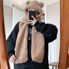 Bear Hooded Fluffy Scarf