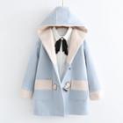 Color Panel Hooded Toggle Coat