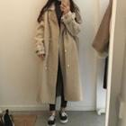 Double Breasted Shearling Trench Coat As Shown In Figure - One Size