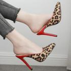Leopard Print Stiletto Heel Sandals