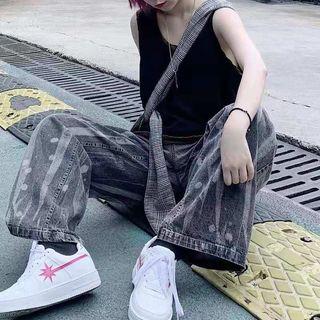 Tie-dyed Straight-cut Jeans