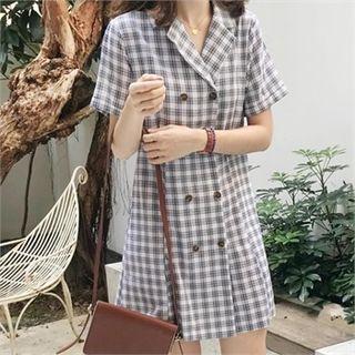 Double-breasted Plaid Shirtdress