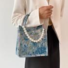 Faux Pearl Chain Mini Canvas Tote Bag