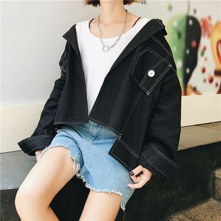 Plain Loose-fit Cropped Jacket