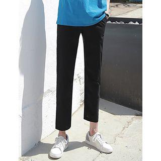 Drawstring-waist Cropped Straight-cut Pants