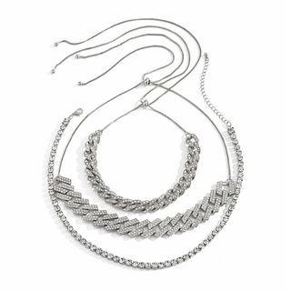 Chunky Chain Rhinestone Layered Choker