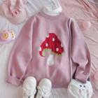 Mushroom Print Sweater 1 Pc - Sweater - Pink - One Size