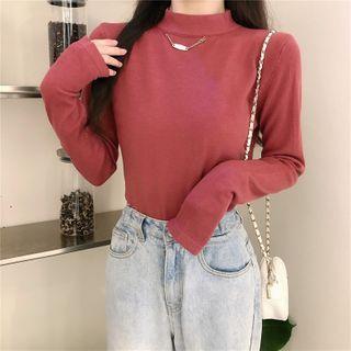 Long Sleeve Metal Detail Plain Knit Top