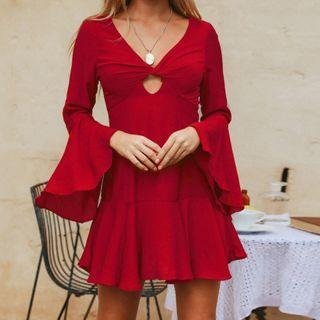 Bell-sleeve Cutout A-line Dress