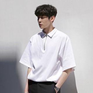 Short-sleeve Zip-up Polo Shirt