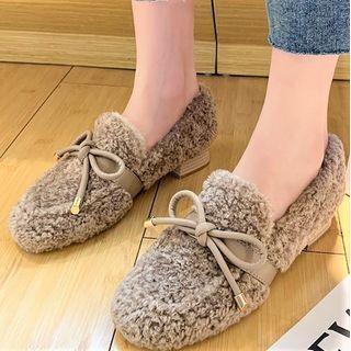 Faux Shearling Block Heel Loafers