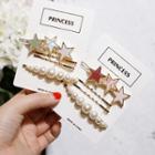 Set Of 3: Alloy Star / Faux Pearl Hair Pin (assorted Designs)