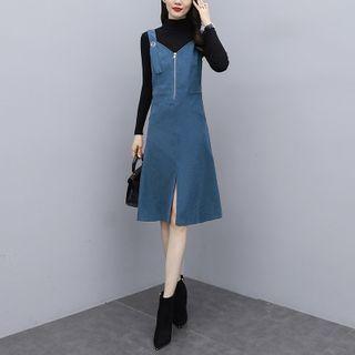 Sleeveless Zip-up Midi Dress