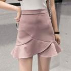 Asymmetric Ruffle Hem Mini Skirt