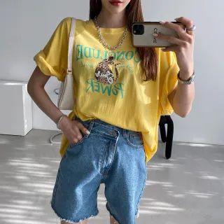 Leopard Letter Print Over-fit T-shirt