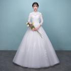 3/4-sleeve Embroidered Wedding Ball Gown / Set