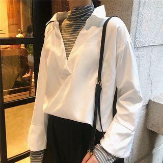 Mock Two-piece Bell-sleeve Shirt