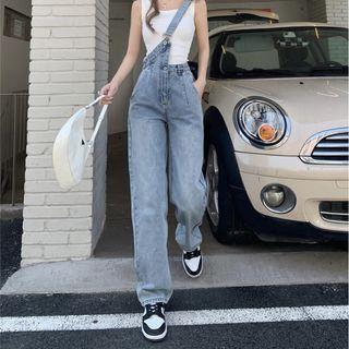 One-shoulder Denim Straight Leg Jumper Pants