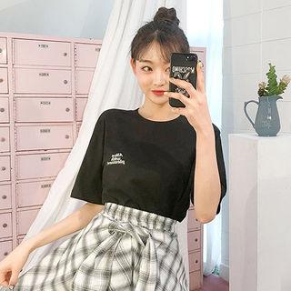 Lettering Detail Cotton T-shirt