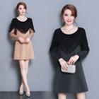 Fray Trim Panel A-line Dress
