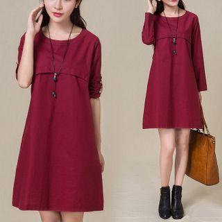 Pocket-side Long-sleeve Mini A-line Dress