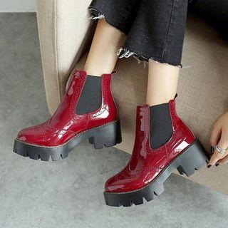 Patent Brogue Platform Chelsea Boots