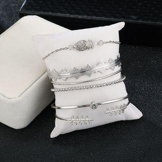 Set Of 6: Alloy Bracelet / Open Bangle (assorted Designs) 8197 - One Size
