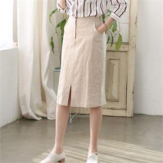 Linen Blend H-line Skirt