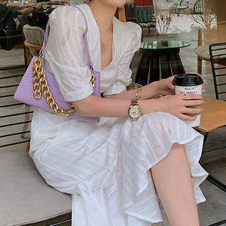 Short-sleeve Striped Patterned Mermaid Dress
