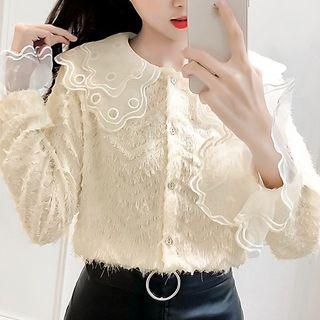 Peter Pan Bell-sleeve Chiffon Shirt