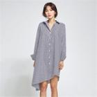 Asymmetric-hem Shirtdress In 2 Designs