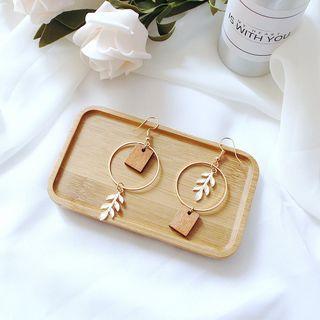 Leaves Wood Hoop Earring