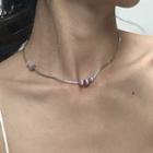 Bead Necklace 1pc - Silver - One Size