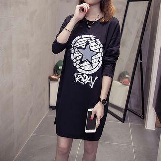 Long-sleeve Star Print T-shirt Dress