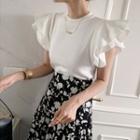 Cap-sleeve Blouse / Floral Print Skirt