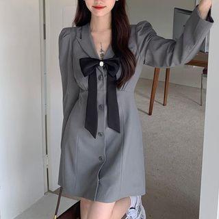 Ribbon Accent Blazer Dress