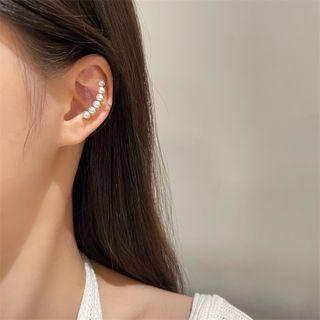 Faux Pearl Cuff Earring 1 Pc - White - One Size