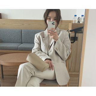 [dearest] Single-breasted Welt-pocket Blazer (gray) One Size