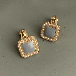 Square Sterling Silver Ear Stud / Clip-on Earring