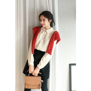 Peter Pan-collar Pintuck Blouse