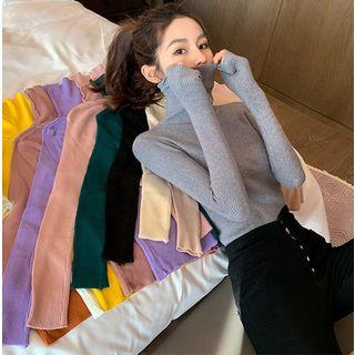 Turtleneck Rib-knit Top In 13 Colors