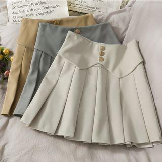 High-neck Pleated Mini Skirt